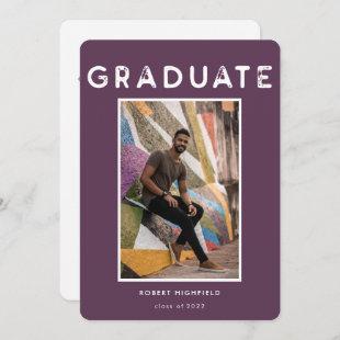 Modern Purple Typography Photo 2022 Graduation Invitation