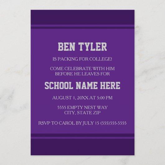Modern Purple White College Trunk Party Invitation