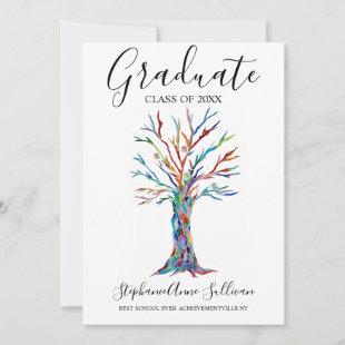 Modern Rainbow Tree Graduation Announcement