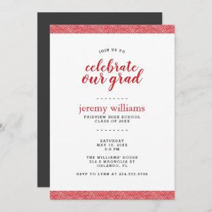 Modern Red and Gray Graduation Party Invitation