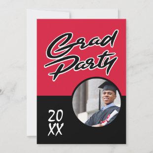 Modern Red Black Graduation Party Invitation