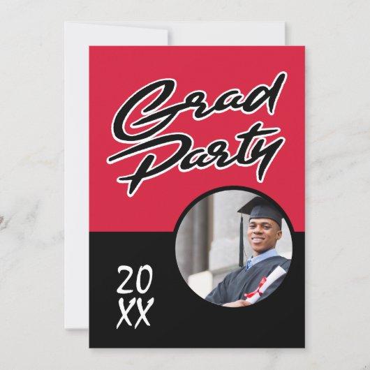 Modern Red Black Graduation Party Invitation