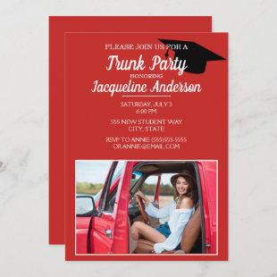 Modern Red Black Photo College Trunk Party Invitation
