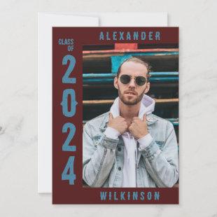 Modern Red Bold Typography Simple Photo Graduation Announcement