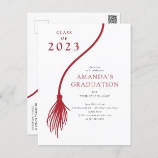 Modern Red Tassel Graduation Party Postcard