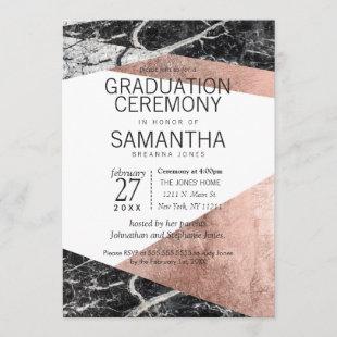 Modern Rose Gold and Marble Graduation Ceremony Invitation