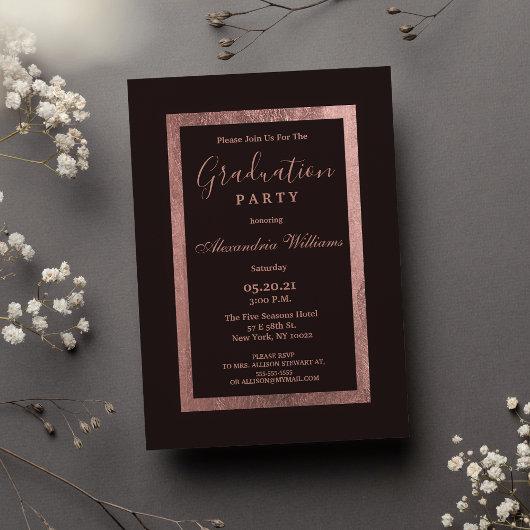 Modern rose gold burgundy elegant Graduation Invitation