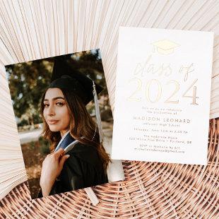 Modern Rose Gold Class of 2024 Graduation Party Foil Invitation