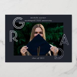 modern script graduate announcement foil card