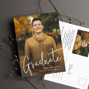 Modern Script Graduate Simple Photo Graduation Invitation Postcard