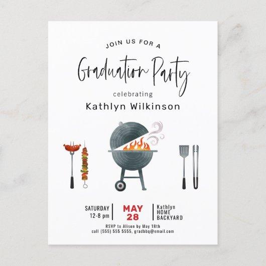 Modern Script Graduation BBQ Party Invitation Postcard