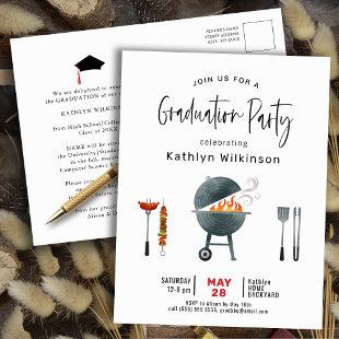 Modern Script Graduation BBQ Party Invitation Postcard