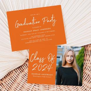 Modern Script Orange 2024 Graduation Party Invitation