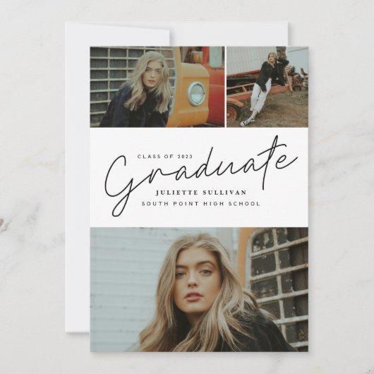 Modern Script Photo Collage Graduation Invitation