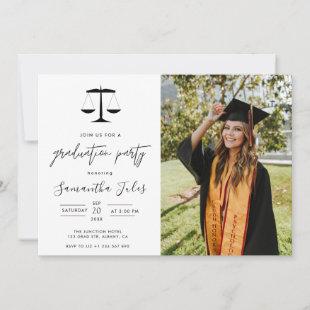 Modern Script  Photo Law School Graduation  Invitation
