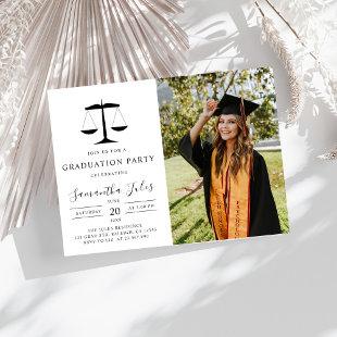Modern Script  Photo Law School Graduation  Invitation