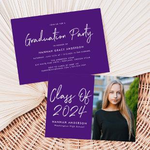 Modern Script Purple 2024 Graduation Party Invitation