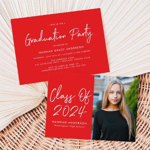 Modern Script Red Class of 2024 Graduation Party Invitation