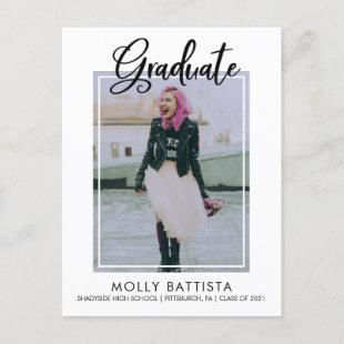 Modern Script Typography Photo Graduation Party Invitation Postcard