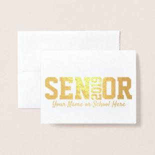 Modern Senior Block Letter Class of 2019 Foil Card