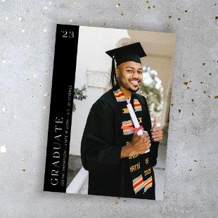 Modern Side Photo Graduation - Black  Invitation