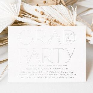 Modern Silver Typography Graduation Party Foil Invitation