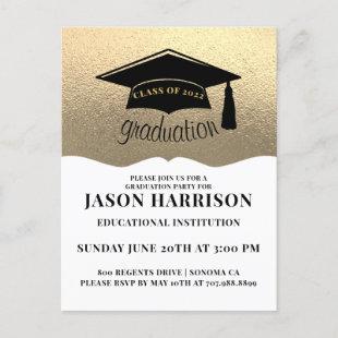 Modern Simple 2022 Platinum Gold Graduation Party  Invitation Postcard