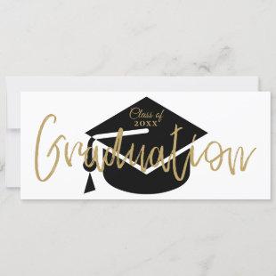 Modern Simple Black And Gold Graduation Party Invitation