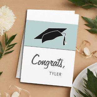 Modern Simple Blue Congrats Graduation Card