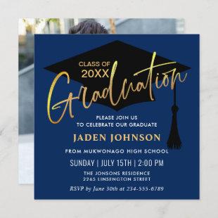 Modern Simple Class of 2022 PHOTO Graduation Party Invitation