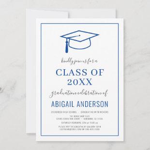 Modern Simple Class of 2023 Blue Graduation Photo  Invitation