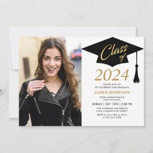 Modern Simple Class of 2024 Photo Graduation Party Invitation