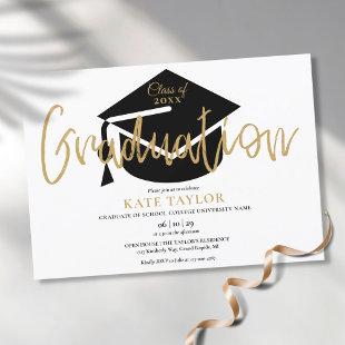 Modern Simple Gold Script Graduation Party Invitation
