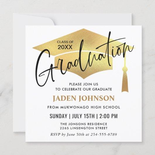 Modern Simple Graduation Party QR code Invitation