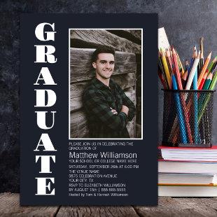 Modern Simple Grey Photo Graduation Party Invitation