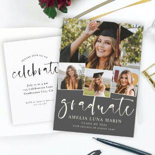 Modern Simple Minimalist Graduation Invitation Postcard