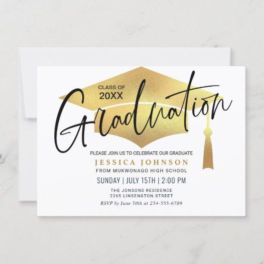Modern Simple Minimalist Graduation Party QR code Invitation