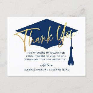 Modern Simple Minimalist Graduation Thank You Announcement Postcard