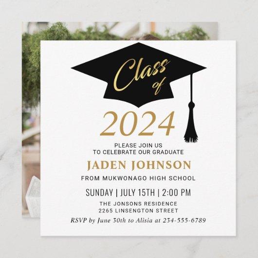 Modern Simple Minimalist PHOTO Graduation Party Invitation
