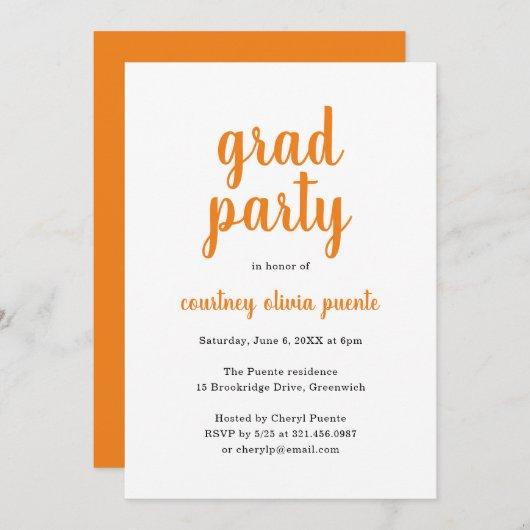 Modern Simple Orange Graduation Party Invitation