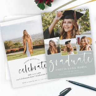 Modern Simple Photo Collage Graduation Invitation