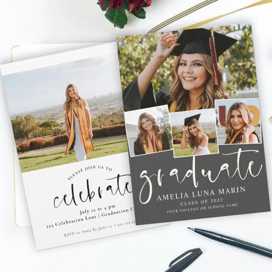 Modern Simple Photo Collage Graduation Invitation