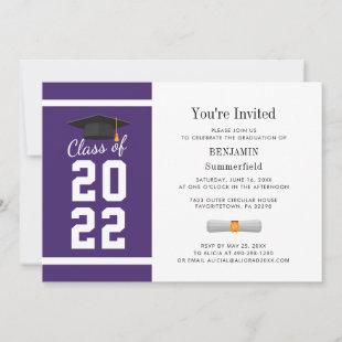 Modern Simple Purple White Graduation 2022 Invitation
