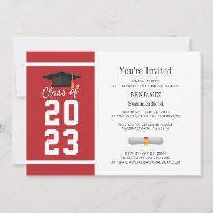 Modern Simple Red White Graduation 2023 Invitation