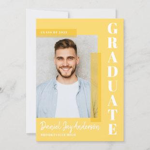 Modern Simple Trendy Graduation Yellow Photo Invitation