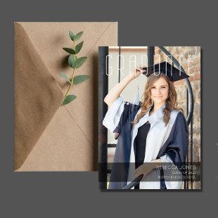 Modern Simple Two Photo Graduation Party Invitation