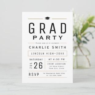 Modern Simple Typography Graduation Party Invitation
