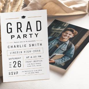 Modern Simple Typography Graduation Party Invitation