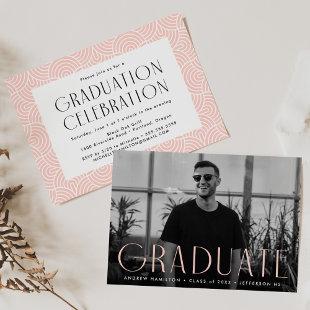 Modern Simplicity Blush Photo Graduation Party Invitation