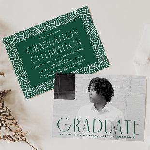 Modern Simplicity Green Photo Graduation Party Invitation